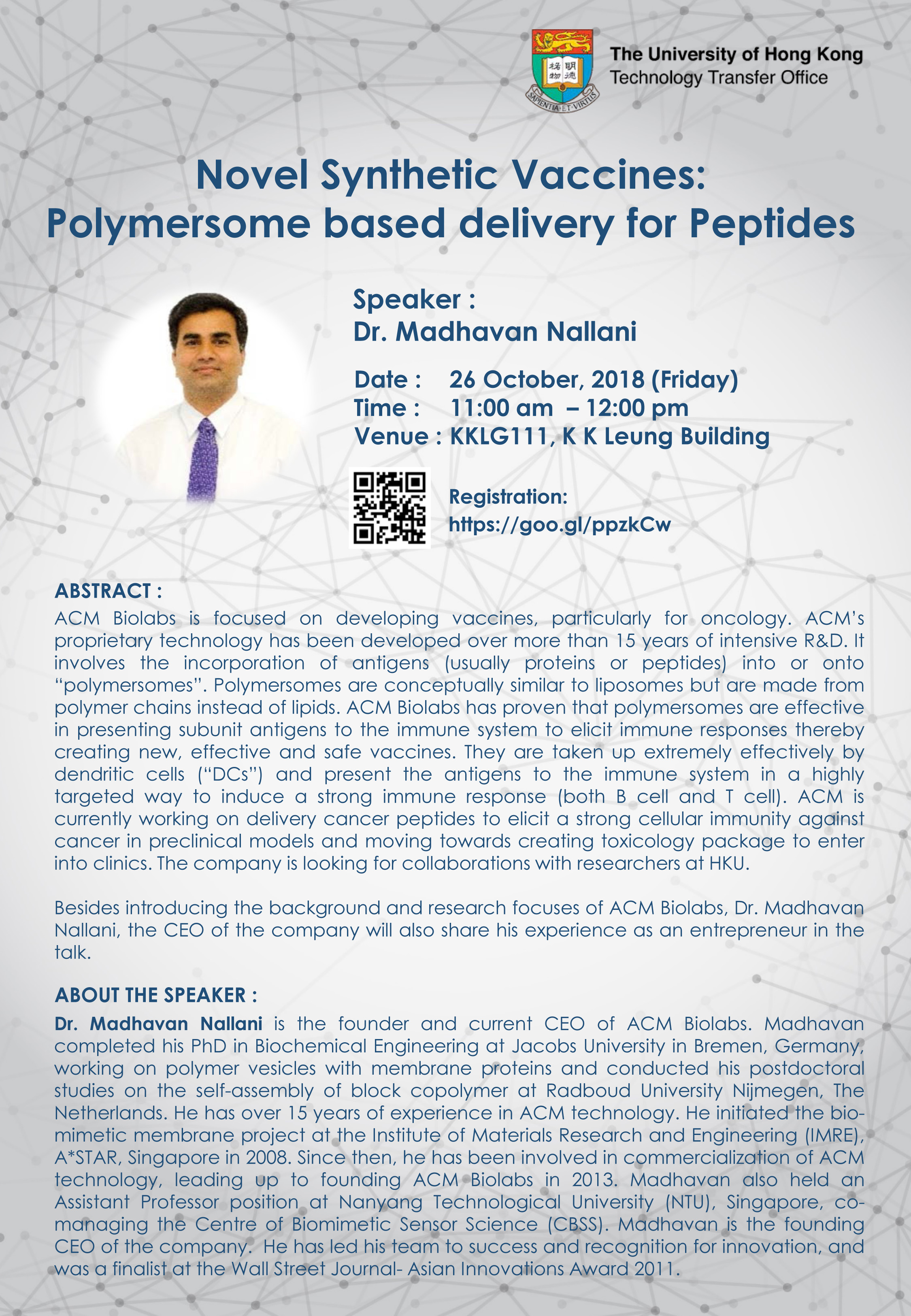 Novel Synthetic Vaccines: Polymersome based delivery for Peptides